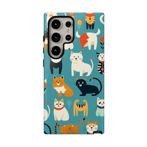Coque rigide Samsung S24 Ultra chat coloré brillante avec protection arrière anti-rayures