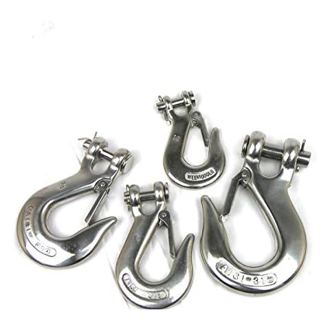 SAFELAND Stainless Steel T316 Clevis Slip Hook with Latch - 1/4" Cover