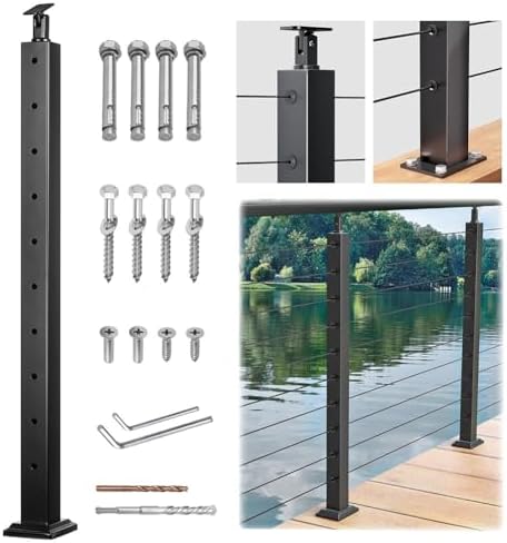 Stainless Steel Corner Cable Railing Post - Level One for Indoor/Outdoor Wood & Concrete Decks - Durable & Stylish Railing System Upgrade