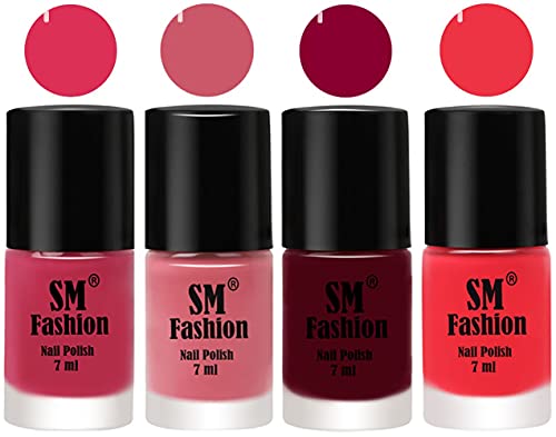 Image of Nail Polish Combo Set (Pack of 4) Quick Dry Gel Finish Nail Paint | Dusty Pink,Nude Pink,Boysenberry,Rose Pink | 7 ml Each