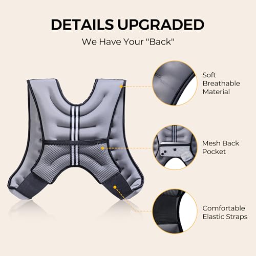 Image of PACEARTH Weighted Vest,6lb /8lb /10lb /12lb /16lb /20lb /25lb /30lb Weight Vest with Reflective Stripe, Body Weight Vests for Women, Men, Weight Loss Workout, Strength Training, Running, Walking, Jogging