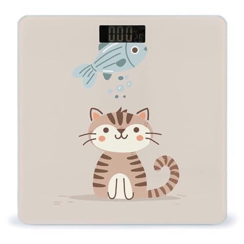 Balanza digital para cuerpo Cat and Fish con vidrio templado