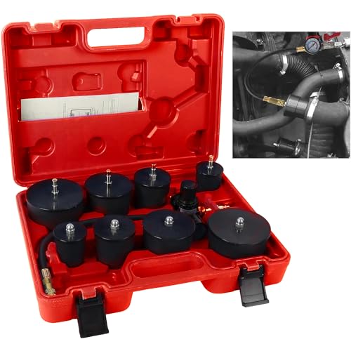 Angchun Boost Leak Tester - Turbo Boost Leak Tester Kit 9PCS Turbo System Leakage Tester with 4 Pairs of Stepped Adapters 1-3/8