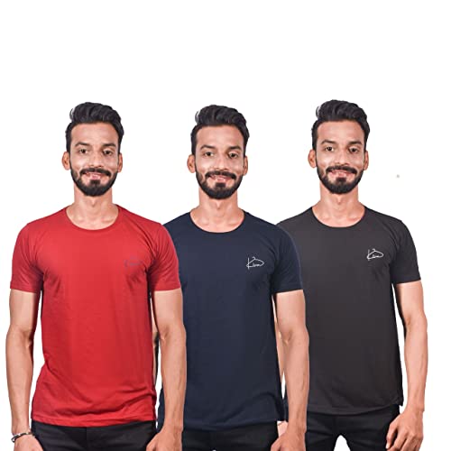 Image of Men Slim Fit Cotton T-Shirts Half Sleeve with Three Different Colors Combo Pack of 3