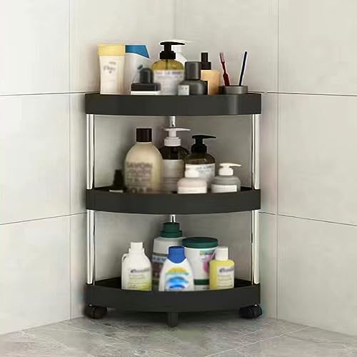 バスルーム 浴室用ラックコーナー ラック ステンレス 2〜5段のシャンプーラック 水切り サビ防止 調味料収納 浴室収納 台所収納 バスルーム整理 (Color : Black, Size : 36x66x26cm)