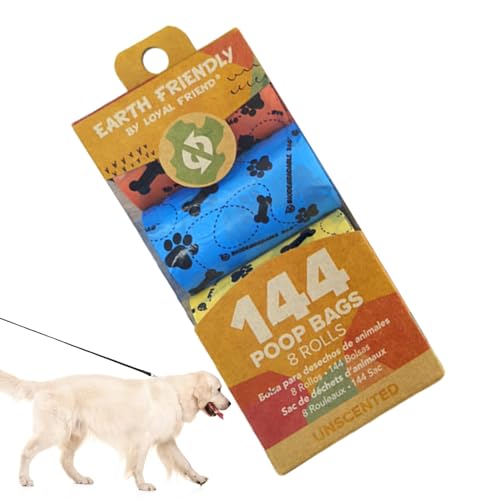 Sacchetti per rifiuti di Animali Domestici, 8 Rotoli di Sacchetti profumati alla Lavanda, Sacchetti per Escrementi di Cani, Extra Spessi, Rotoli di Ricarica per Cani di Taglia Piccola, Media e Grande