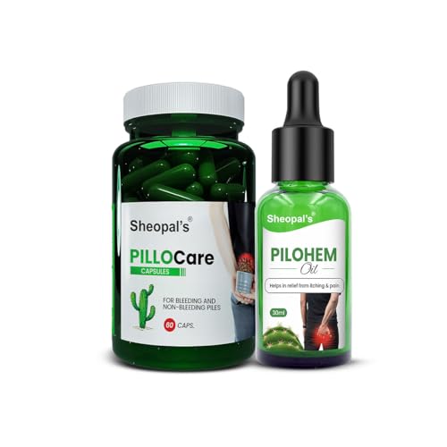 Sheopals Pillocare Capsules with Pilohem Aid Oil for Piles Care Fast Relief Bavasir Hemorrhoid Support Piles | Ayurvedic Piles Medicine | Fast Relieve In Bleeding Burning & Pain (60 Caps & 30 ml) (B0CCVJTN3H) Amazon Price History, Amazon Price Tracker