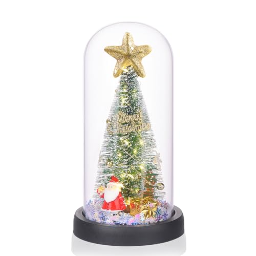 HWSHOW クリスマスツリー 卓上 ミニ おしゃれ クリスマス 飾り 置物 LEDライト付き プレゼント 部屋飾り 贈り物 電池式 高さ21cm 【そのまま贈れるギフトボックス付】