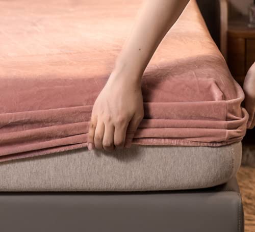 Nuoxuan Full Fitted Sheet,Crystal Velvet Solid Color Bed Sheet Set,Apartment Bedroom Single Double King-Size Winter Bed Linen,Purple,120200Cm(3Pcs) #TOP5