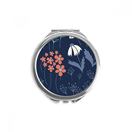 Espejo de bolsillo portátil DIYthinker para retoques rápidos de maquillaje con flor azul