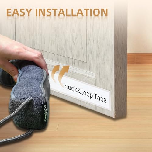 Oneight Door Draft Stopper for Bottom of Door and Window, Heavy Duty Guard Gap Snake Stripping, Cold Air Blocker, Warm Air Sealer, Door Noise Blocker with Hanging Loop, 48 inch, Grey by Oneight - Image 6