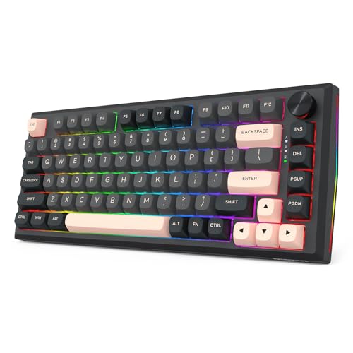 Redragon K687 PRO ワイヤレスCNCガスケットゲーミングキーボード 81キーメカニカルキーボード プレミアムCNCアルミニウムボード付き 簡単コントロールノブ 5層ノイズ減衰 カスタムリニアスイッチ ラウンドPBTキーキャップ