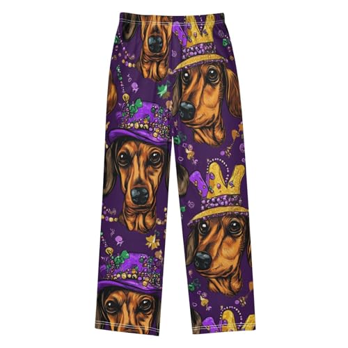 ZZXXB Dachshund Crown Boys Long Pants Soft Trousers Elastic Waist Kids Lounge Bottoms with Pockets S-XL2