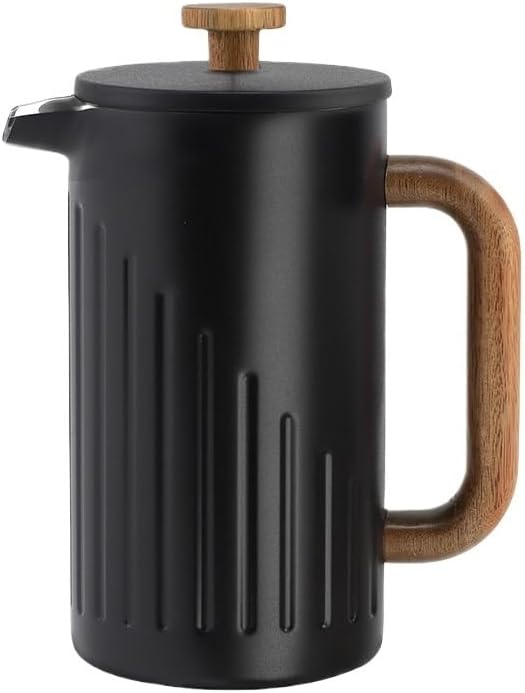 Stainless Steel French Press With Wooden Handle Filter Coffee Pot Double Layer Tea Brewing With
