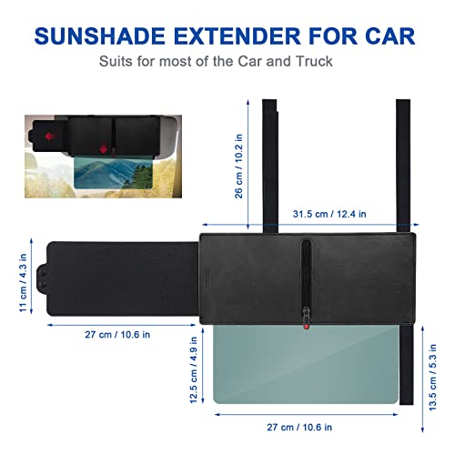 Image of Veharvim Sun Visor Extender for Car with Zipper Slider, UV400 Car Sun Visor Extension with PC Lens and Side Sunshade,Anti-Glare for Safe Driving,UV-Filtering /Protection(Passenger Side)