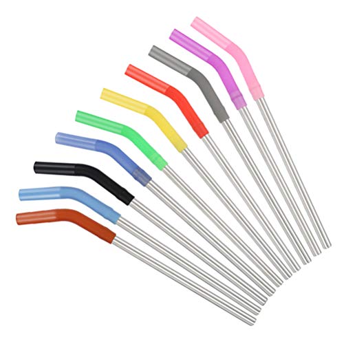 Pailles courbes acier inoxydable buse réutilisables lavables - 4