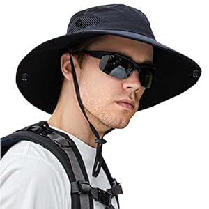 ZOORON Sun Hats for Men Women, Wide Brim Bucket Hats UV Protection UPF50+ Waterproof Boonie Hats for Fishing Hiking Camping