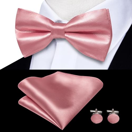 Image of Hi-Tie Men Suspender Bowtie Set Suspenders Pre-tied Bow Tie Pocket Square Cufflinks Adjustable Y Shape 6 Clips Braces Tuxedo