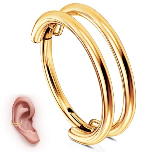 G23 Titanium Cartilage Earring Hoop: 16G 8mm 10mm 12mm Conch Helix Piercing Jewelry CZ Double/Triple Nose Rings Hoops Septum Rings Hypoallergenic Hinged Segment Clicker Lip Rings Rook Daith Tragus Earrings