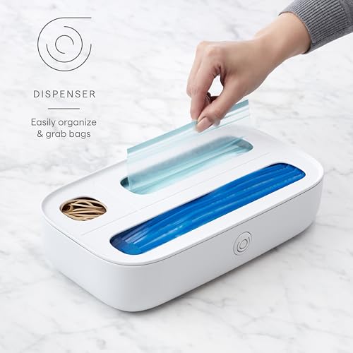 Image of YouCopia StoraBag Drawer Food Bags Dispenser, 3-Slot, Plastic Sandwich Bag Organizer For Kitchen Storage, White