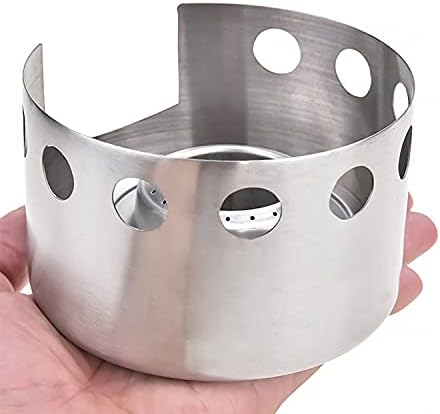 Miniatura 5 de Estufa de alcohol portátil ultraligera para acampar de acero inoxidable resistente al viento, estufa individual para acampar al aire libre,