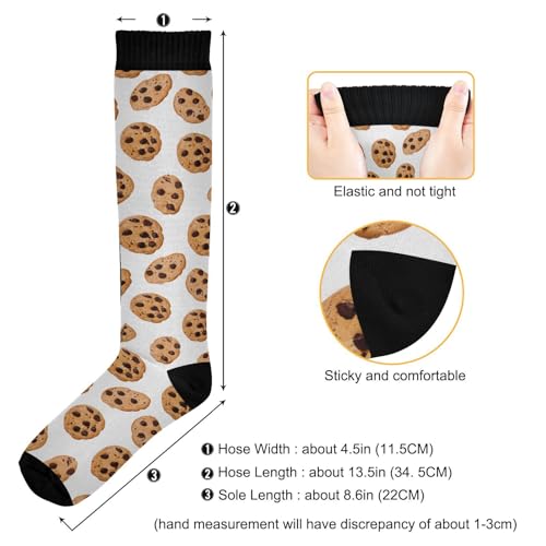 Brown Cookies Pattern Compression Socks for Women Men, Circulation Long Knee High Socks Casual Stocking Athletic Tube Sport Sock3