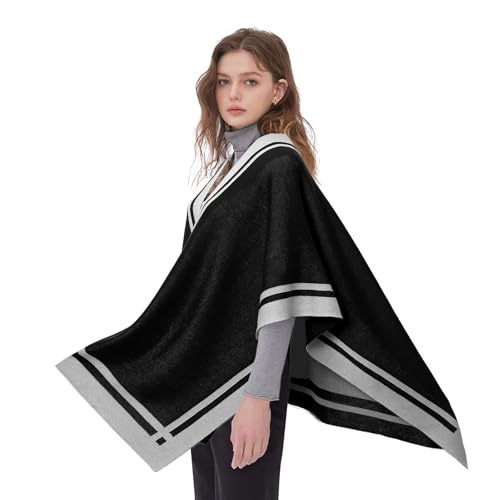 STARWHISPER Women's Shawl Wrap Poncho Cape Cardigan Reversible Open Front Design Shawl Wrap Scarf for Spring Fall Winter3