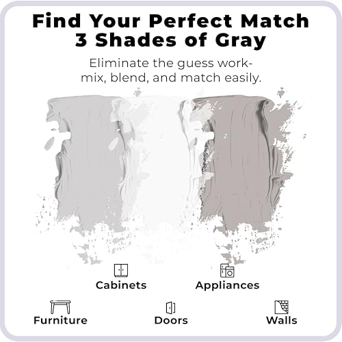 Image of spot. Touch-Up Paint | Matte Finish for Cabinets, Walls, Doors & Furniture | Multi-Tone Gray Repair Kit | Quick-Dry, Self-Priming, Low-Odor, Eco-Friendly | No-Sanding or Primer Needed | 3 Pack