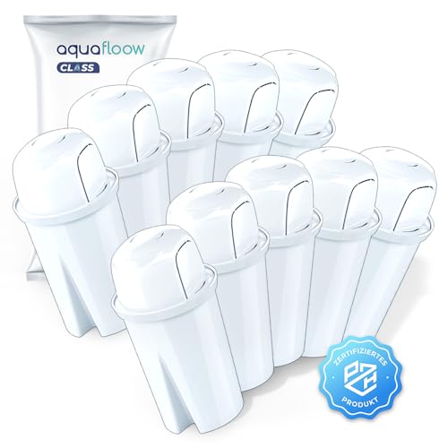 Aquafloow Cartucce Filtranti per Acqua, per Brocca Filtro, Elimina Cloro, Impurità e Metalli Pesanti | Filtro di Ricambio per Aquaphor B100-15, Dafi Classic, Brita Classic, Laica– 10 pezzi