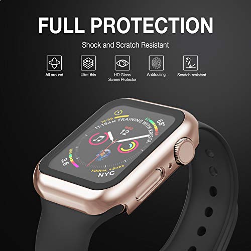 Image of Case Compatible with Apple Watch 40MM Series 6 /5 /4 /SE with Built-in Tempered Glass Screen Protector, All-Around Ultra-Thin Bumper Full Cover Hard PC Protective Case for iWatch