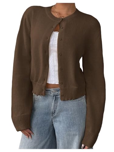 Image of SOLY HUX Women's Button Down Cropped Lightweight Cardigan Sweater Cute Fall Fashion 2026