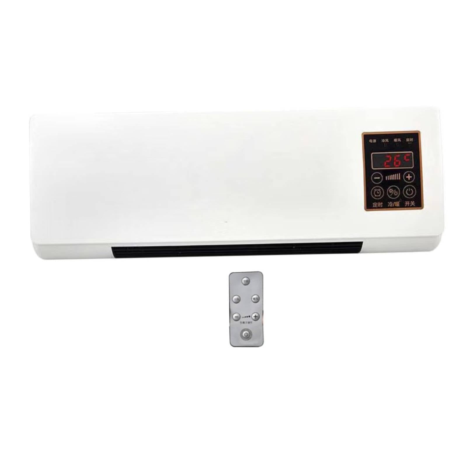 MagiDeal 1800W 2 en 1 Ventilador de Aire Acondicionado de Pared Mini Ventilador Portátil con Función de Refrigeración y Calefacción, Calefactor Inteligente Silencioso con Control Remoto y Temporizador