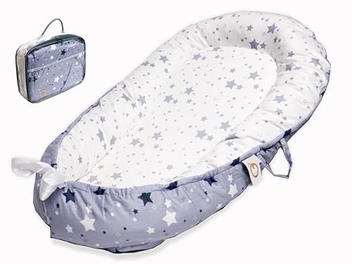 Image of Baby Lounger For Newborn | Durable & Machine Washable Baby Lounger Cover | Breathable Cotton & Portable Baby Nest | Infant Lounger, No Fuss Baby Travel Changing Pad | Organic Reversible Snuggle Design