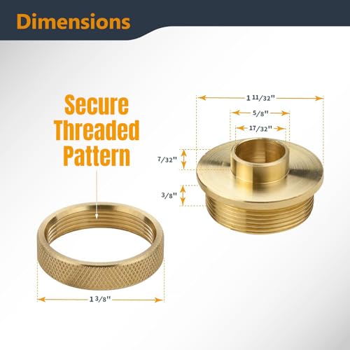 POWERTEC Router Guide Bushing Solid Brass 5/8", Short Shank Precision Router Bushings Template Guide, Screw On Lock Nut, Fits Porter Cable Style Base Plate, Threaded Locking Ring, Dovetailing (71166)