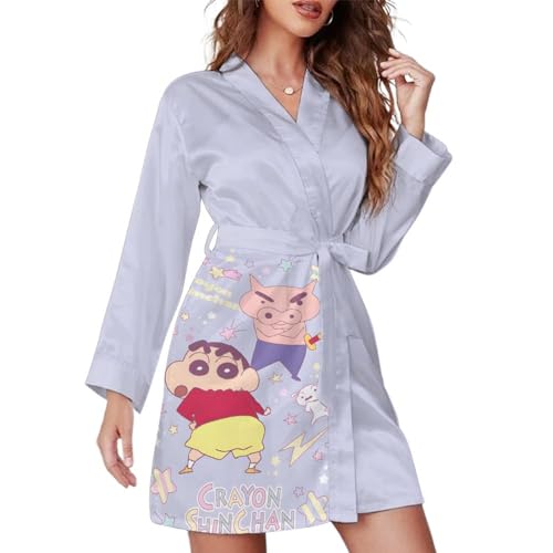 クレヨンしんちゃん ぶりぶりざえもん バスローブ 前開き 部屋着 ナイトガウン パジャマ 着物ナイトガウン女の子 パジャマドレッシング ローブ バスローブネグリジェ ガールズ 夏 春 秋 寝間着 ショートローブ 浴衣