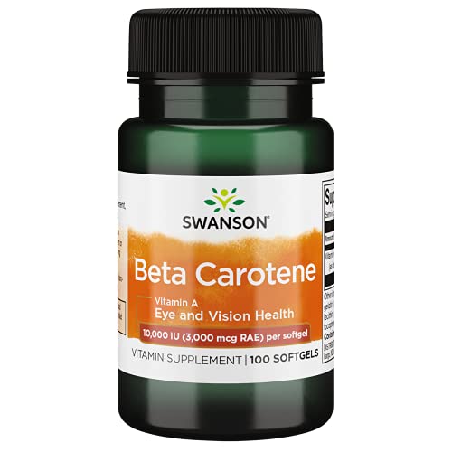 Swanson Beta-Carotene (Vitamin A) Skin Eye Immune System Health Antioxidant Support 10000 Iu (3000 mcg) 100 Sgels