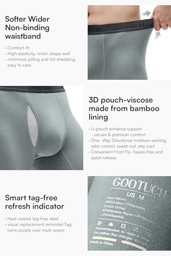 GOOTUCH Men Boxer Briefs, Moisture Wicking Breathable Underwear For Men, Silver-Ion Tech Underwear, Stretch 6.5 inch Long Leg (Black/Gray/Dark Blue/Green, M) — view 6