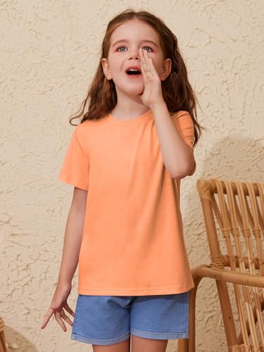 Image of ZDC Girls' Short Sleeve Shirts Kids Crewneck T-Shirts Summer Tops Basic Tees 5-14 Years