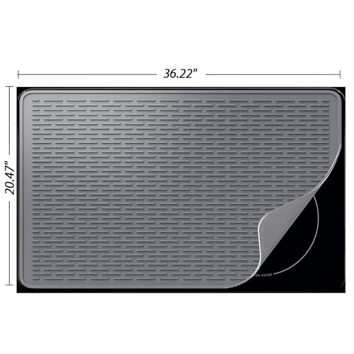 Image of Stove Top Cover for Electric Stove- Range Covers for Electric Stove,Silicone XXL Dish Drying Mat, Glass Cooktop Covers, Flat RV Range top Mats (Gray, 36 inchx21 inch)
