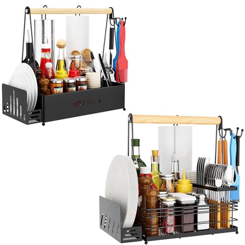 Grill Caddy with Paper Towel Holder & Utensil Organizer | All-in-One BBQ Caddy for Outdoor Cooking, Tailgating, Camping & RV | Essential Grilling Accessories & Gifts for Men