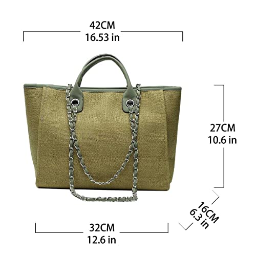 Bolso de hombro de lona para mujer, gran capacidad miniatura 3