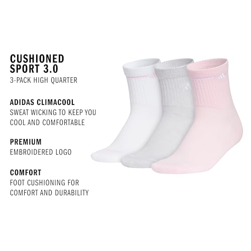 Image of adidas Cushioned Sport High Quarter Socks 3-Pairs Durable & Comfortable