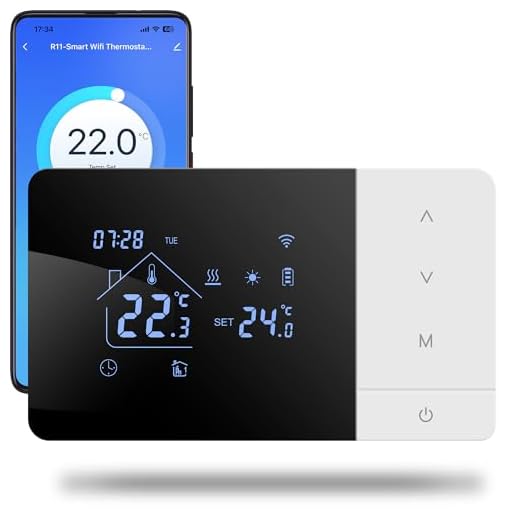 termostato de batería WiFi de 2 Hilo para Control de calderas de Gas Termostato Tuya programable Diariamente, Compatible con Control por Voz de Google y Alexa.W506 3A