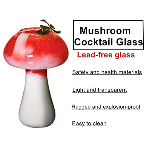 Suprobarware Mushroom Glasses Creative Mushroom Cocktail Glass Cup Set Of 2 Clear Mushroom Shaped Drinks Cups 250Ml Wine Glasses For Party Novelty Drinking For Ktv Bar Club (Transparent) #TOP3