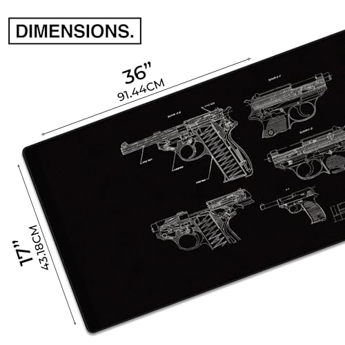 Grand sous-main de jeu antidérapant Aeroglyde Pistol 38 noir lavable MPCO.