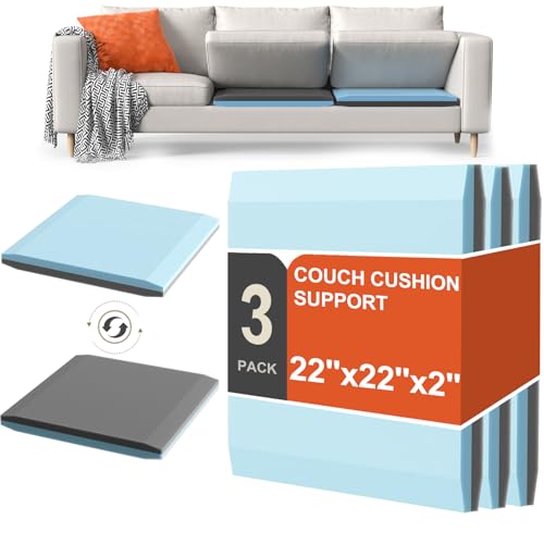 Image of Couch Cushion Support for Sagging Cushions 22''x22'', Two in One Sofa Cushion Support to Repair Sagging Seats, Lift Saggy Seats, Extend Couch's Life, Blue & Grey 3PCS