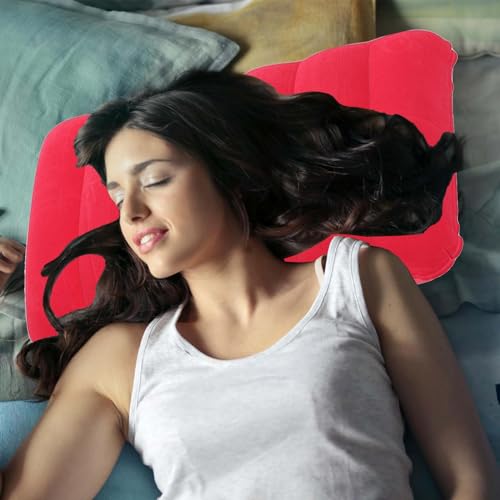 4Pack-Ultralight-Inflatable-Travel-Pillow-Small-Squared-Flocked-Fabric-Air-Pillow-for-Traveling-Holiday-Trip-Hiking-CampingNappingNeck-Lumbar-Support-165-in-x-105-in-GrayBlueRedGreen