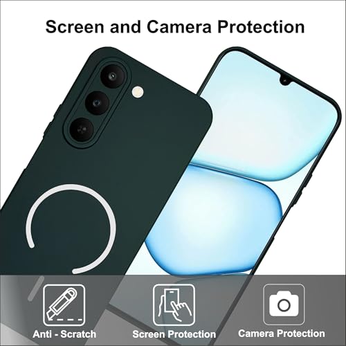 Image of SBMS Silicone Back Cover Case for Realme C83 5G /Narzo 100 Lite /P4 Lite | Soft Micro-Fibre Lining Inside | Magsafe Print On Back Side Camera Protection Bump | Shockproof Case Realme C83 5G (Green)