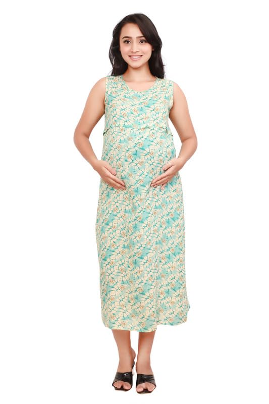 mama & bebe Women's Maternity Nursing Dress, Sleeveless Rayon Floral Print with Separate Poncho-picture-15