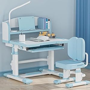 studiebalie Studiebalie van kinderen Bureau Student Bureau Bureau en stoel Set Huishoudelijke Desk en Stoel Combinatie Kan Studietafel tillen Slaapkamer met laden (Color : Blue)
